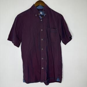 32 Bar Blues Shirt Mens Small Purple Short Sleeve Button Up Casual Pocket Cotton